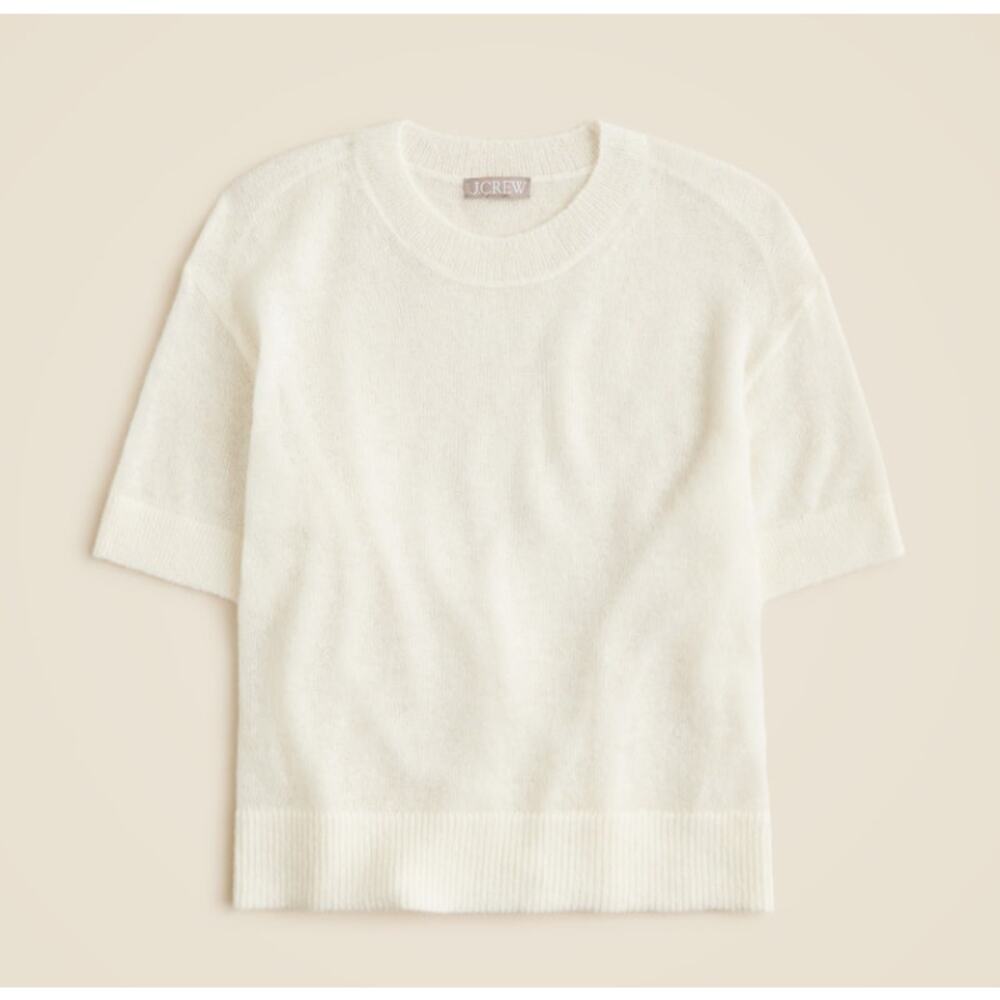 J.Crew Alpaca-Blend Oversized Sweater T-Shirt Womens XL Off White Short Sleeve